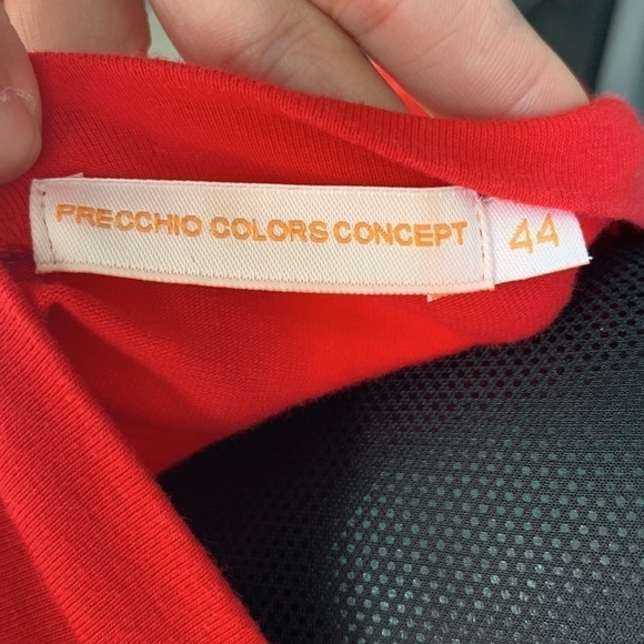 Precchio Colors Concept Red Ruffle Detail Fitted Short Sleeve Knit Top - Picture 4 of 7